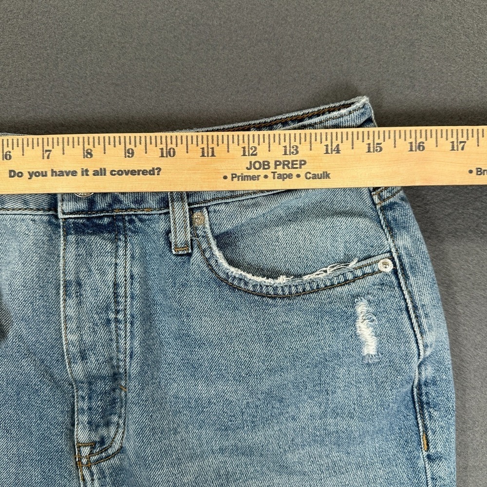 Forever 21 Jeans Womens 29 Light Blue Denim Button Fly‎ Straight Leg Distressed - Picture 6 of 9